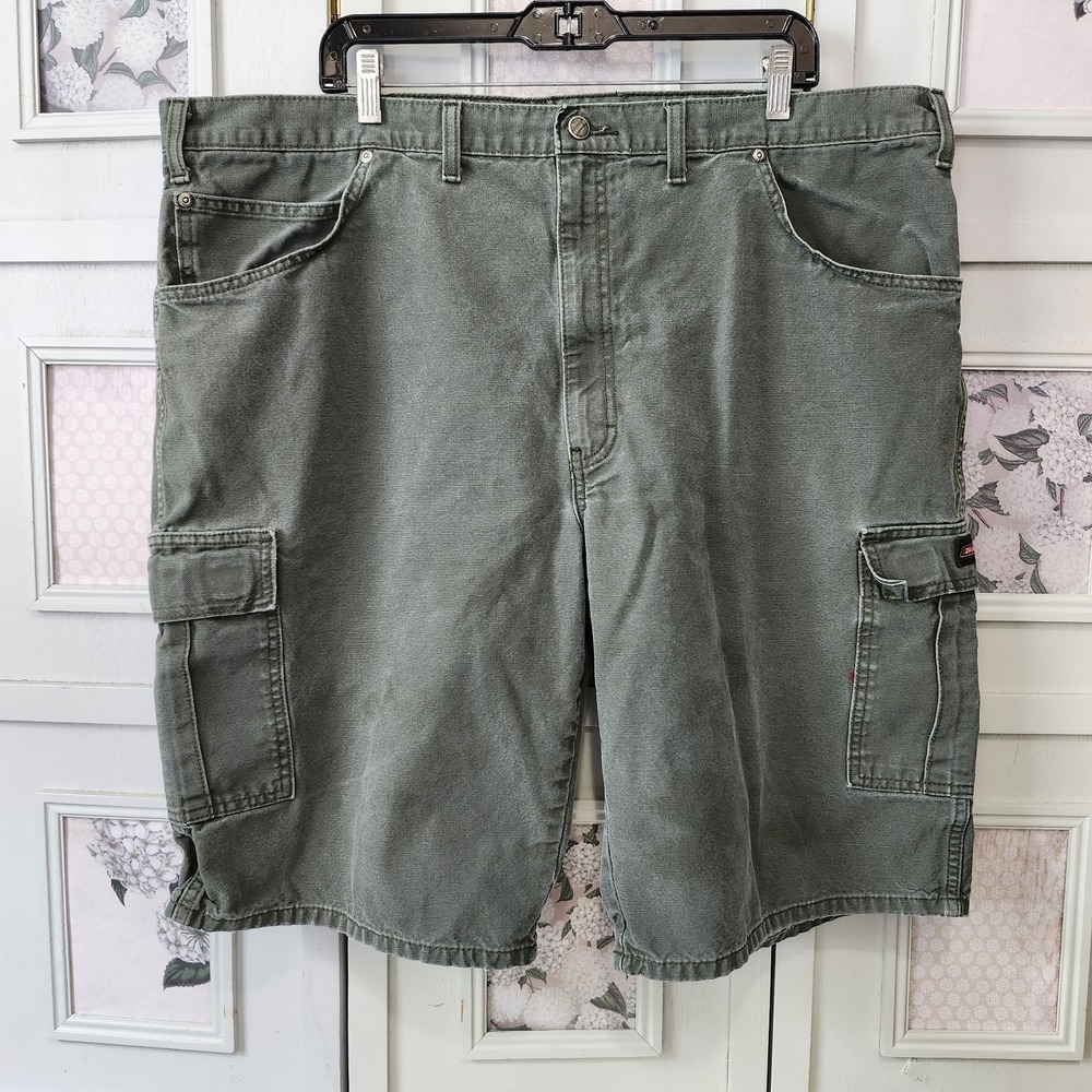Dickies Cargo Shorts Men's 44 Green 100% Cotton Utility Workwear Pockets Durable